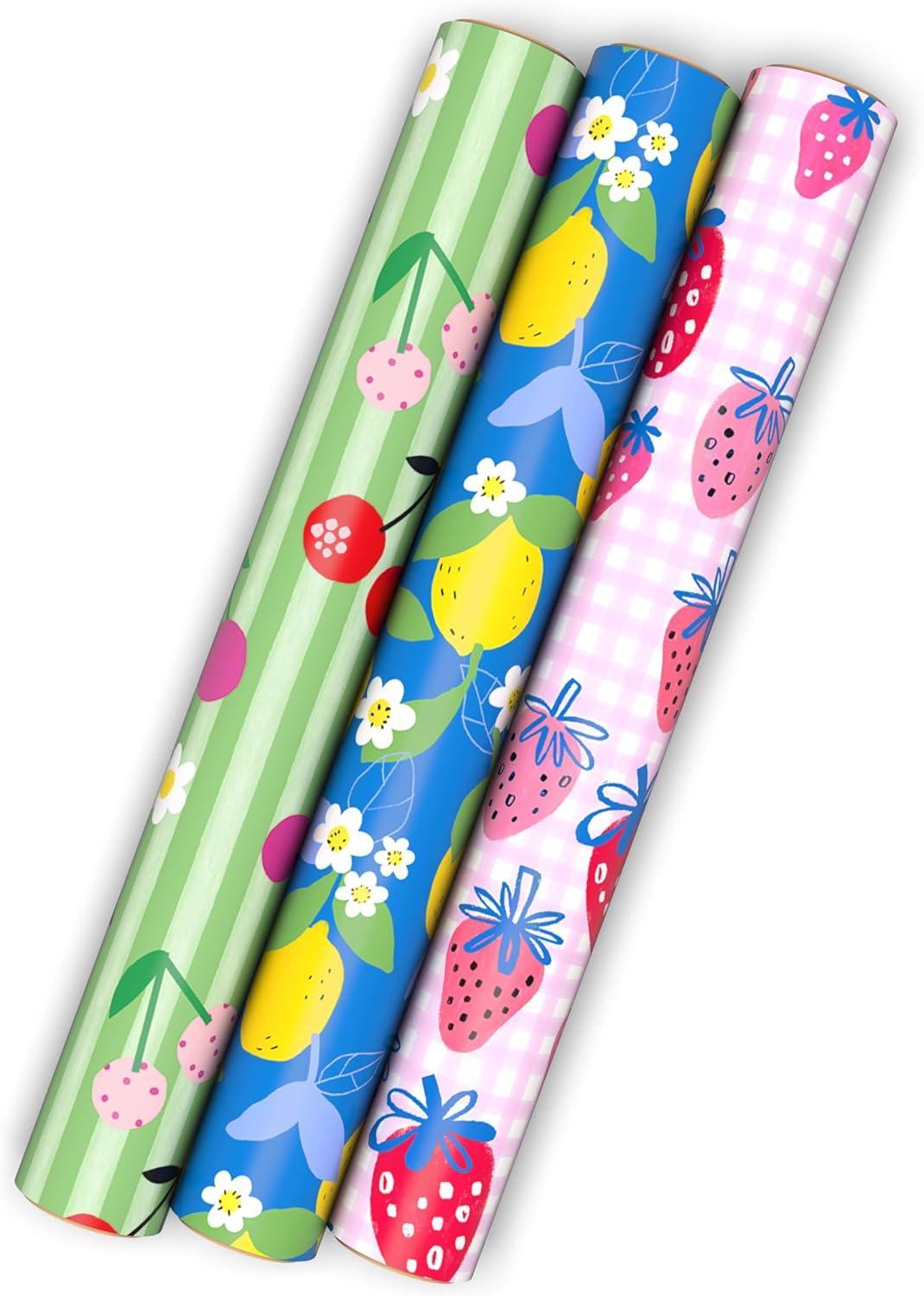 image:imageHallmark Strawberry Scented Wrapping Paper Mini Rolls 3Pack Strawberries Lemons Cherries for Birthdays Easter Mothers Day Bridal Showers Any Occasion 45 Sq Ft TotalStrawberry Scented 3 Mini Rolls