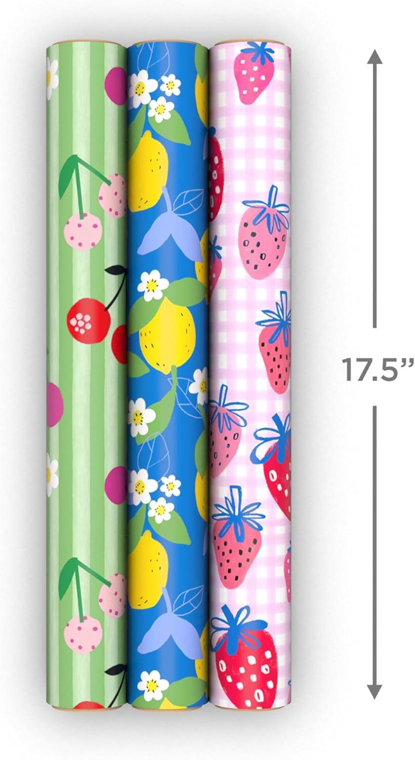 image:imageHallmark Strawberry Scented Wrapping Paper Mini Rolls 3Pack Strawberries Lemons Cherries for Birthdays Easter Mothers Day Bridal Showers Any Occasion 45 Sq Ft TotalStrawberry Scented 3 Mini Rolls