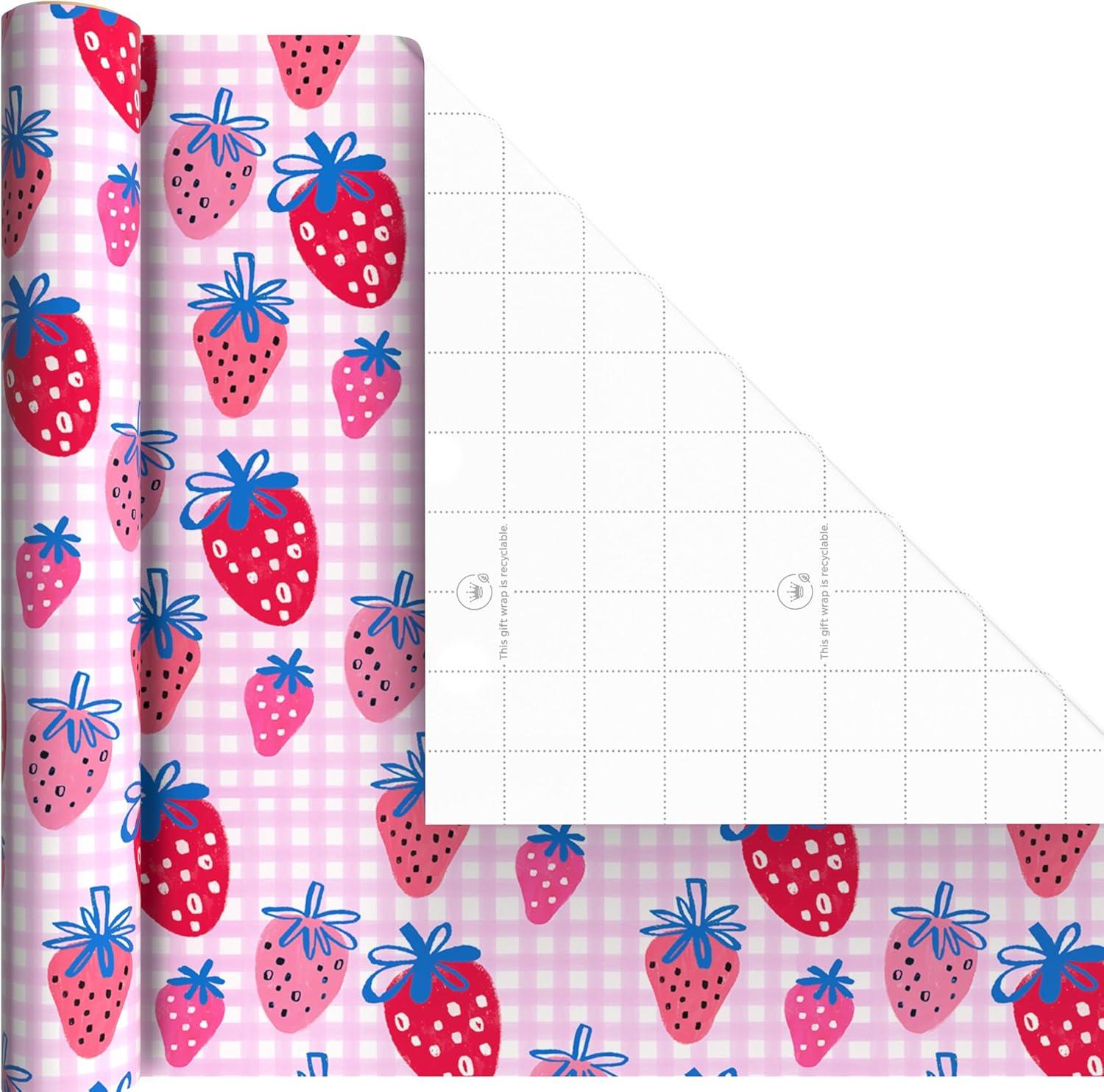 image:imageHallmark Strawberry Scented Wrapping Paper Mini Rolls 3Pack Strawberries Lemons Cherries for Birthdays Easter Mothers Day Bridal Showers Any Occasion 45 Sq Ft TotalStrawberry Scented 3 Mini Rolls