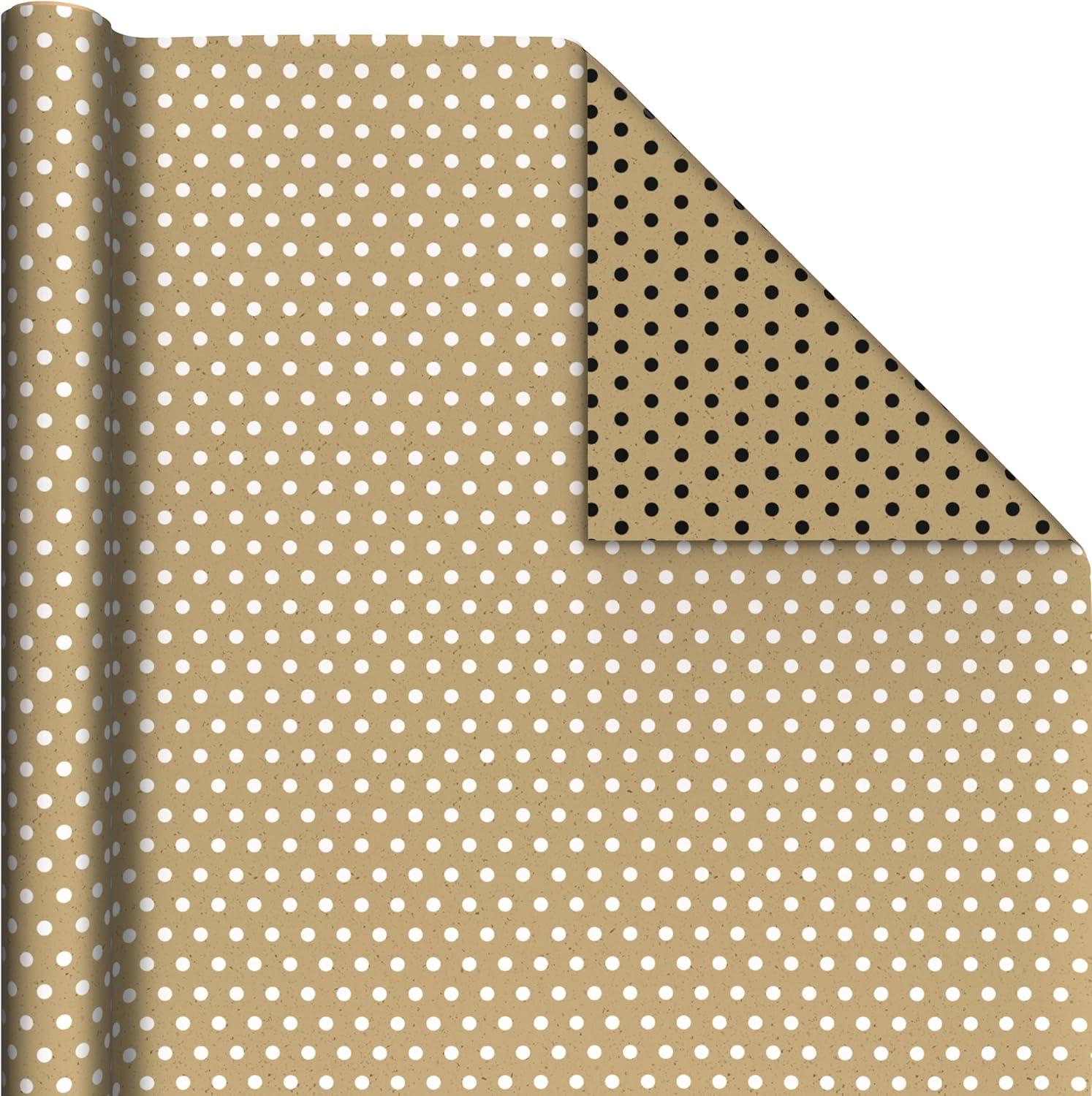 image:imageHallmark Wedding Wrapping Paper Mini Rolls 3Pack Gold Hearts Bows Black and White Stripes Dots for Bridal Showers Graduations Valentines Day Any Occasion 60 Sq Ft TotalKraft Paper Stripes and Polka Dots 2 Rolls