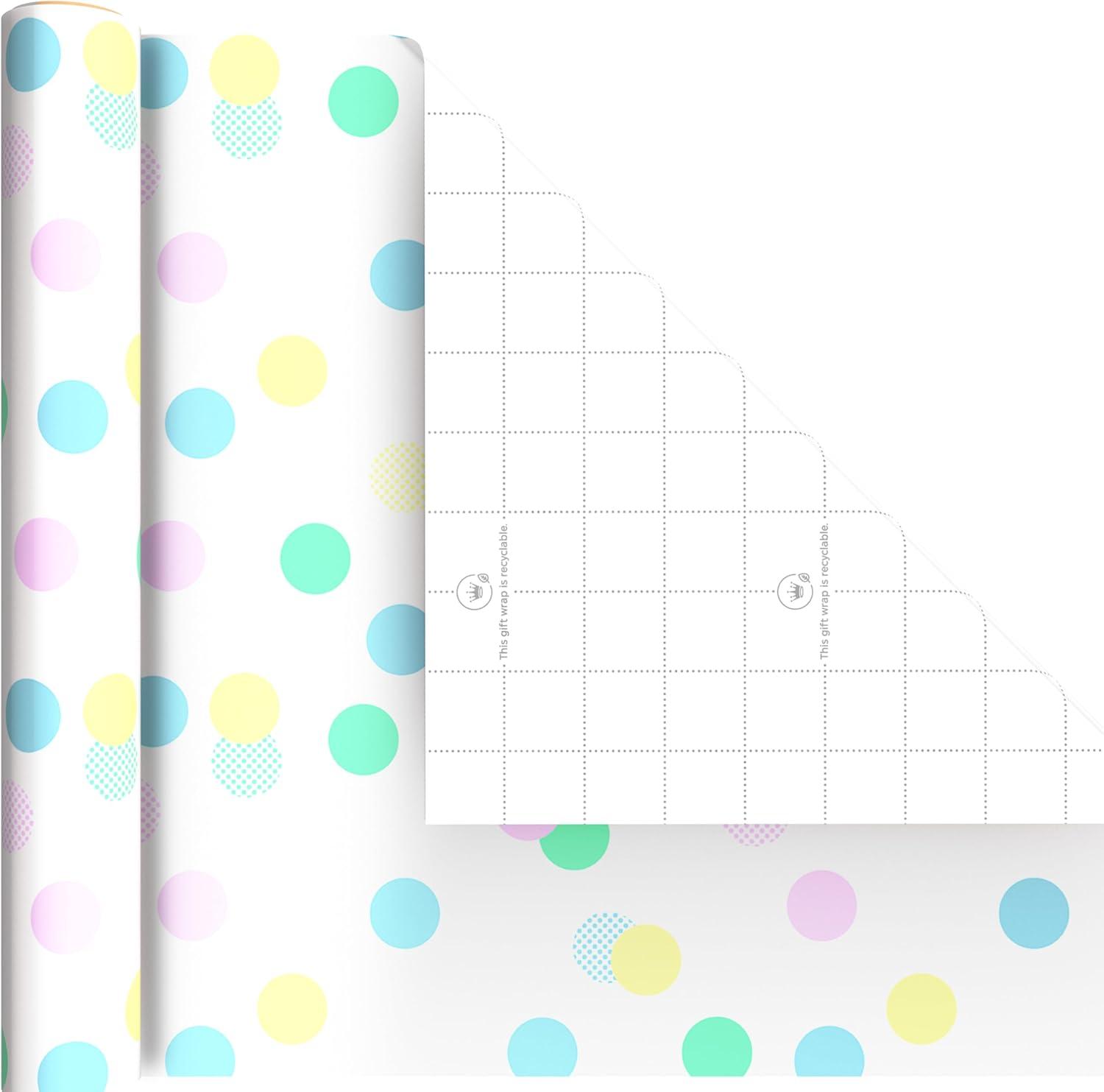 image:imageImage Arts Baby Wrapping Paper Mini Rolls 3Pack Pastel Polka Dots Mint Green Stripes Solid Light Yellow for Birthdays Baby Showers Gender Reveal Party Easter Any Occasion 27 Sq Ft Total