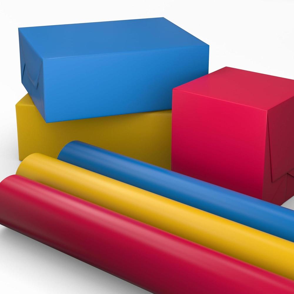 image:imageHallmark Image Arts Birthday Wrapping Paper Mini Rolls 3Pack Primary Colors Solid Red Yellow Blue for Kids Parties Graduations Fathers Day Baby Showers Any Occasion  27 Sq Ft Total
