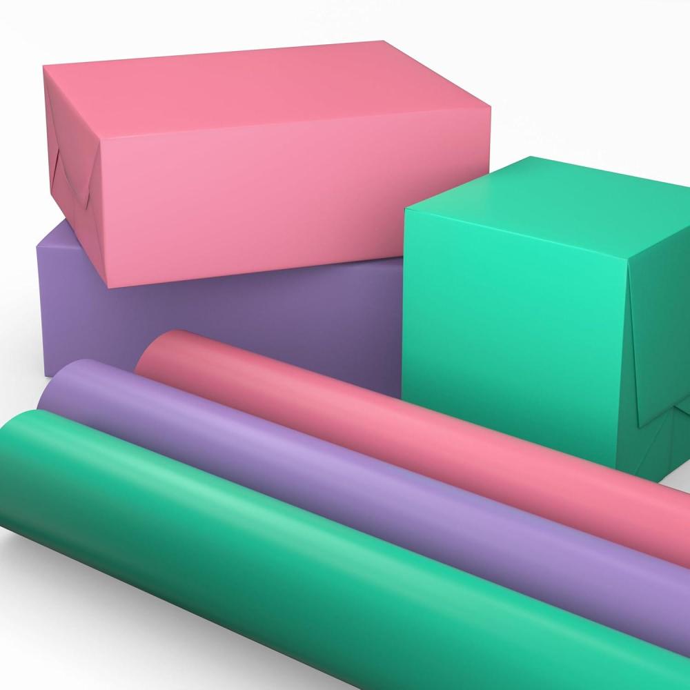 image:imageHallmark Image Arts Birthday Wrapping Paper Mini Rolls 3Pack Solid Mint Green Purple and Pink for Baby Showers Mothers Day Easter Kids Parties Any Occasion  27 Sq Ft Total
