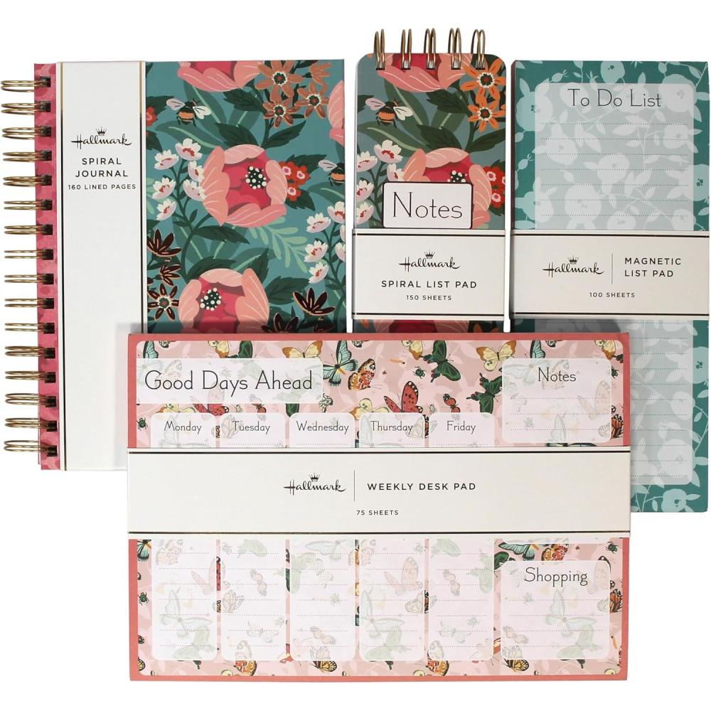 image:imageHallmark Journal and Stationery Set Journal List Pads Pocket Notepad and Large Notepad Leopard Floral