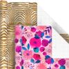 Hallmark Baby Wrapping Paper Mini Rolls, 3-Pack (Pink and Blue Stripes, Cute Icons) for Baby Showers, First Birthdays, Gender Reveal Parties, Boy, Girl – 60 Sq. Ft. Total(Butterflies  Gold Animal Print  Floral (6 Rolls))