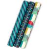 Hallmark Birthday Wrapping Paper Mini Rolls, 3-Pack (Navy Blue and Teal Stripes, Orange and Yellow Mod Circles) for Graduations, Father’s Day, Easter, Any Occasion – 60 Sq. Ft. Total(Stripes  Mod Circles  Happy Birthday (3 Mini Rolls))