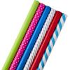 Hallmark Birthday Wrapping Paper Mini Rolls, 3-Pack (Wavy Rainbow Stripes, Colorful Balloons, Polka Dots on Blue) for Graduations, Kids Parties, Celebrations, Any Occasion – 60 Sq. Ft. Total(Polka Dots  Stripes  Solid (6 Rolls))