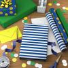 Hallmark Image Arts Birthday Wrapping Paper Mini Rolls, 3-Pack (Blue Stripes, Solid Green, Smiley Faces) for Kids Parties, Graduations, Father’s Day, Easter, Any Occasion – 27 Sq. Ft. Total