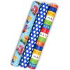 Hallmark Kids Birthday Wrapping Paper Mini Rolls, 3-Pack (Monsters, Cars, Stripes, Blue with White Polka Dots) for Birthdays, Kids Parties, Celebrations, Any Occasion – 60 Sq. Ft. Total(Monsters  Cars  Polka Dots (3 Mini Rolls))
