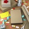 Hallmark Wedding Wrapping Paper Mini Rolls, 3-Pack (Gold Hearts, Bows, Black and White Stripes, Dots) for Bridal Showers, Graduations, Valentine’s Day, Any Occasion – 60 Sq. Ft. Total(Kraft Paper Stripes and Polka Dots (2 Rolls))