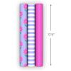 Image Arts Birthday Wrapping Paper Mini Rolls, 3-Pack (Pink Flowers on Purple, Solid Pink, Purple and White Stripes) for Kids Parties, Mother’s Day, Easter, Spring, Any Occasion – 27 Sq. Ft. Total