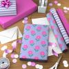 Image Arts Birthday Wrapping Paper Mini Rolls, 3-Pack (Pink Flowers on Purple, Solid Pink, Purple and White Stripes) for Kids Parties, Mother’s Day, Easter, Spring, Any Occasion – 27 Sq. Ft. Total