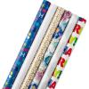 Hallmark Birthday Wrapping Paper Mini Rolls, 3-Pack (Navy Blue and Teal Stripes, Orange and Yellow Mod Circles) for Graduations, Father’s Day, Easter, Any Occasion – 60 Sq. Ft. Total(All Occasion (6 Rolls))
