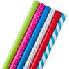 Hallmark Birthday Wrapping Paper Mini Rolls, 3-Pack (Wavy Rainbow Stripes, Colorful Balloons, Polka Dots on Blue) for Graduations, Kids Parties, Celebrations, Any Occasion – 60 Sq. Ft. Total(Polka Dots  Stripes  Solid (6 Rolls))