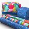Hallmark Birthday Wrapping Paper Mini Rolls, 3-Pack (Wavy Rainbow Stripes, Colorful Balloons, Polka Dots on Blue) for Graduations, Kids Parties, Celebrations, Any Occasion – 60 Sq. Ft. Total(Balloons  Rainbow Stripes  Polka Dots (3 Mini Rolls))