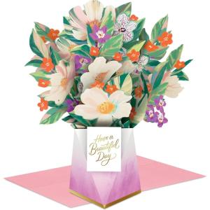 Hallmark Mother’s Day Pop Up Card for Mom (Have a Beautiful Day) 3D Flower Bouquet Paper Wonder Lacey Chabert Collection for Birthday, Graduation, Just Because, Anniversary, All Occasion(Have a Beautiful Day)
