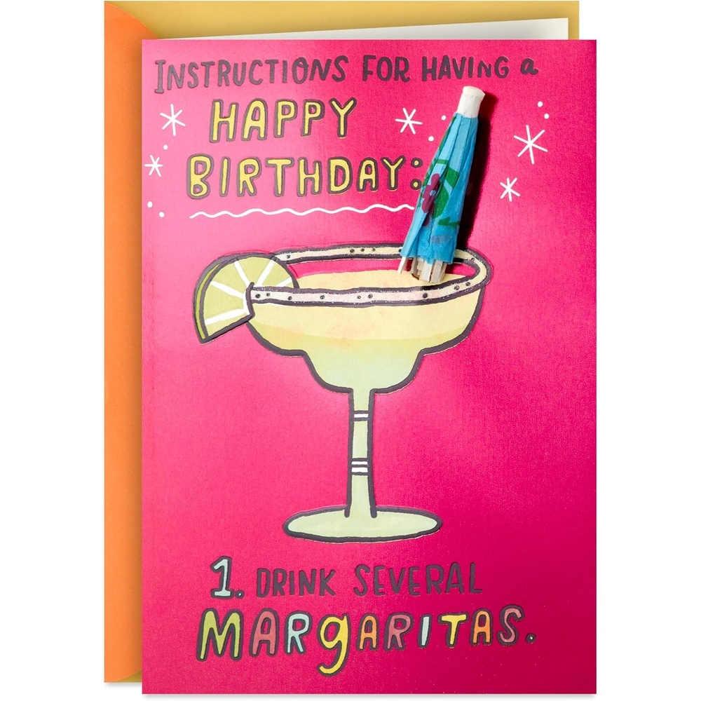 image:imageHallmark Funny Birthday Card Margarita with Drink Umbrella for Adults Coworkers Best Friend