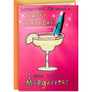 Hallmark Funny Birthday Card (Margarita with Drink Umbrella) for Adults, Coworkers, Best Friend