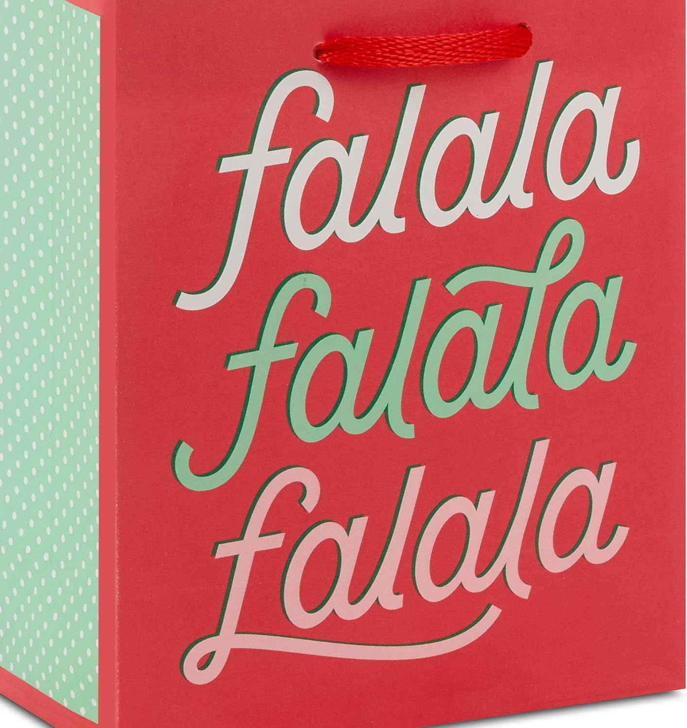 image:imageHallmark 6 Small Pink and Green Holiday Gift Bags 5 Bags Fa La La Pink Green Red Plaid for Kids Teachers Coworkers Party Favors Gift CardsFa la la la la