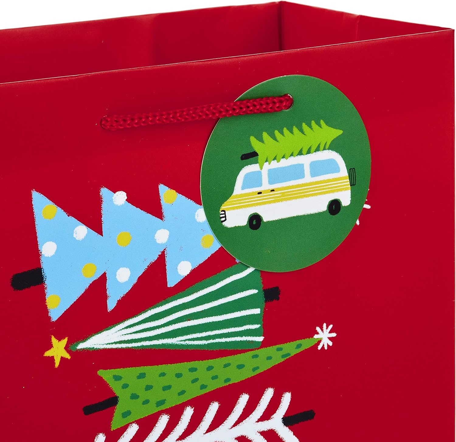 image:imageHallmark 6 Small Pink and Green Holiday Gift Bags 5 Bags Fa La La Pink Green Red Plaid for Kids Teachers Coworkers Party Favors Gift CardsMerriest Christmas