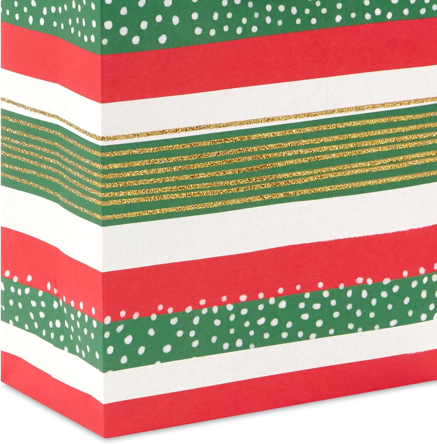 image:imageHallmark Glittery Red White and Green Gift Bag Assortment 8 Bags 3 Small 6 3 Medium 9 2 Large 13 Gold Glitter Stripes Polka Dots Windowpane Plaid for Christmas Birthdays HolidaysPlaid Polka Dots Stripes