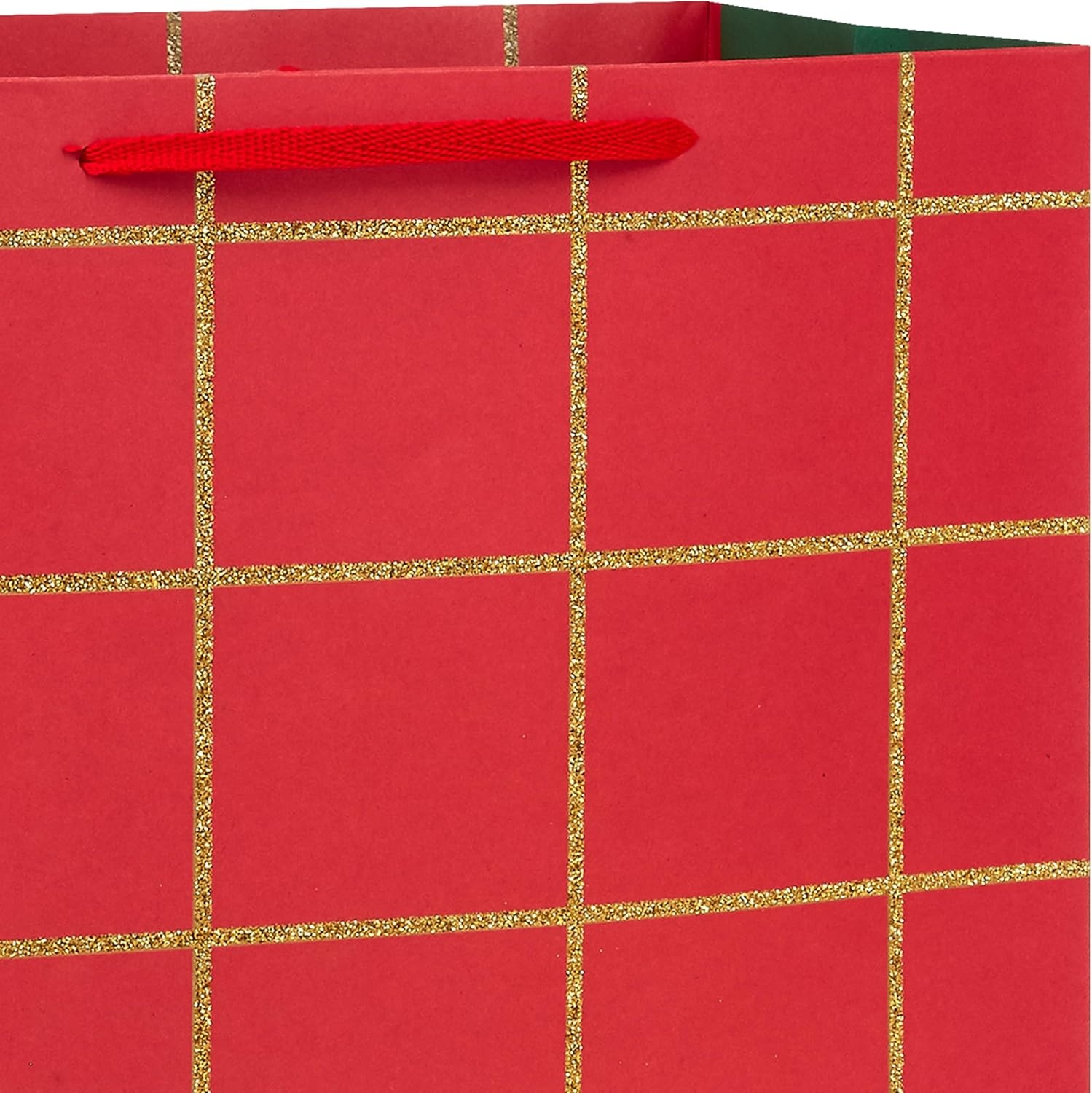 image:imageHallmark Glittery Red White and Green Gift Bag Assortment 8 Bags 3 Small 6 3 Medium 9 2 Large 13 Gold Glitter Stripes Polka Dots Windowpane Plaid for Christmas Birthdays HolidaysPlaid Polka Dots Stripes