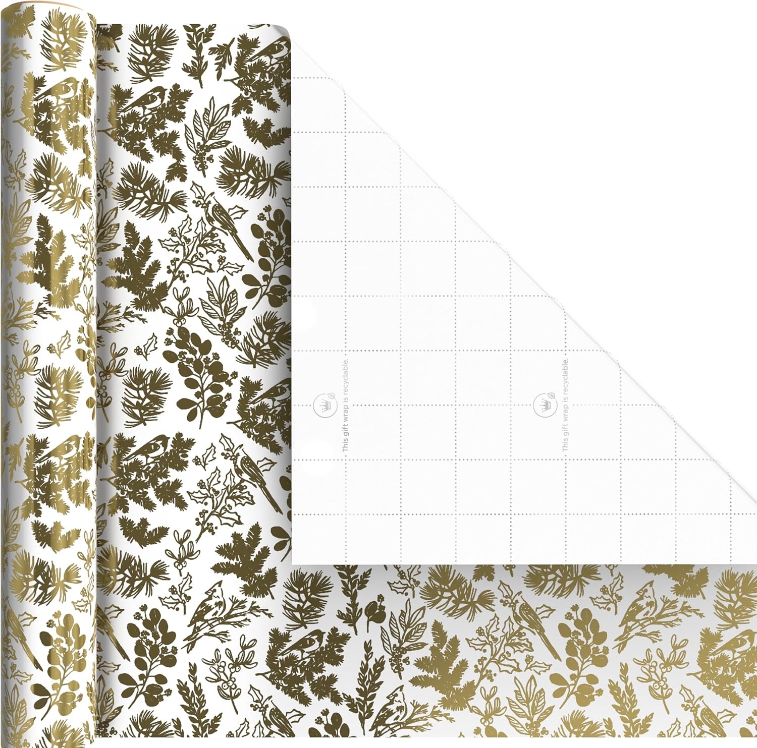 image:imageHallmark Gold Foil Wrapping Paper Mini Rolls 3Pack Shiny Gold Filigree and Foliage on Ivory and Mint Green for Christmas Hanukkah Valentines Day Mothers Day Weddings 40 Sq Ft TotalShiny Gold Filigree and Foliage