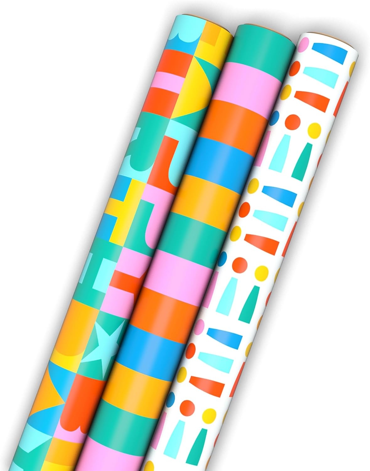 image:imageHallmark Gold Foil Wrapping Paper Mini Rolls 3Pack Shiny Gold Filigree and Foliage on Ivory and Mint Green for Christmas Hanukkah Valentines Day Mothers Day Weddings 40 Sq Ft TotalRainbow Block Letters Stripes Exclamation Points