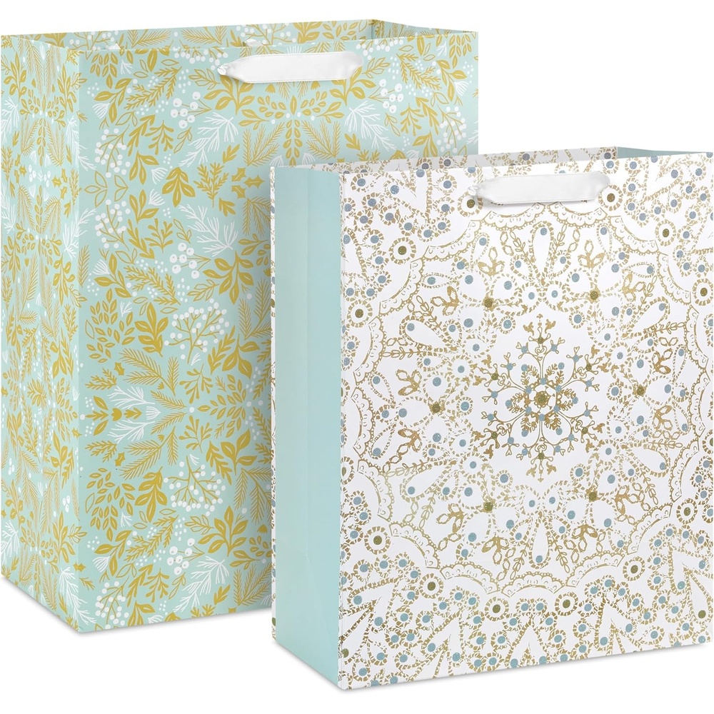 image:imageHallmark Elegant Glittery Gold Foil Gift Bags 2 Bags 1 Large 13 1 Extra Large 15 for Christmas Weddings Engagements Valentines Day AnniversaryGlittery Gold Foil