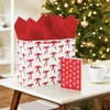 Hallmark 10″ Large Horizontal Gift Bag with Tissue Paper and Blank Card (Red Bows on Ivory) for Valentine’s Day, Birthdays(Red Bows)