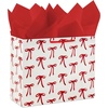 Hallmark 10″ Large Horizontal Gift Bag with Tissue Paper and Blank Card (Red Bows on Ivory) for Valentine’s Day, Birthdays(Red Bows)