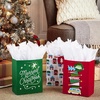 Hallmark 6″ Small Pink and Green Holiday Gift Bags (5 Bags: Fa La La, Pink, Green, Red Plaid) for Kids, Teachers, Coworkers, Party Favors, Gift Cards(Merriest Christmas)