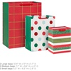 Hallmark Glittery Red, White and Green Gift Bag Assortment (8 Bags: 3 Small 6″, 3 Medium 9″, 2 Large 13″) Gold Glitter Stripes, Polka Dots, Windowpane Plaid for Christmas, Birthdays, Holidays(Plaid  Polka Dots  Stripes)