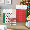 Hallmark Glittery Red, White and Green Gift Bag Assortment (8 Bags: 3 Small 6″, 3 Medium 9″, 2 Large 13″) Gold Glitter Stripes, Polka Dots, Windowpane Plaid for Christmas, Birthdays, Holidays(Plaid  Polka Dots  Stripes)