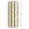 Hallmark Gold Foil Wrapping Paper Mini Rolls, 3-Pack (Shiny Gold Filigree and Foliage on Ivory and Mint Green) for Christmas, Hanukkah, Valentine’s Day, Mother’s Day, Weddings – 40 Sq. Ft. Total(Shiny Gold Filigree and Foliage)