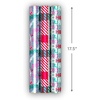 Hallmark Mint Green, Pink and Purple Christmas Wrapping Paper Mini Rolls, 3-Pack (Plaid, Evergreen Sprigs, Fa La La Ho Ho Ho XOXO) for Kids, Teens, Winter Birthdays – 45 Sq. Ft. Total(Holiday Assortment)