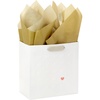 Hallmark 10″ Large Horizontal Gift Bag with Tissue Paper and Blank Card (Red Bows on Ivory) for Valentine’s Day, Birthdays(Embossed Hearts)