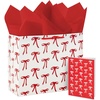 Hallmark 10″ Large Horizontal Gift Bag with Tissue Paper and Blank Card (Red Bows on Ivory) for Valentine’s Day, Birthdays(Red Bows)