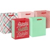 Hallmark 6″ Small Pink and Green Holiday Gift Bags (5 Bags: Fa La La, Pink, Green, Red Plaid) for Kids, Teachers, Coworkers, Party Favors, Gift Cards(Fa la la la la)