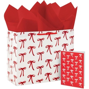 Hallmark 10″ Large Horizontal Gift Bag with Tissue Paper and Blank Card (Red Bows on Ivory) for Valentine’s Day, Birthdays(Red Bows)