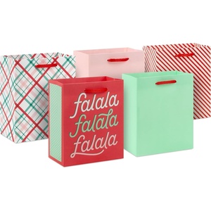 Hallmark 6″ Small Pink and Green Holiday Gift Bags (5 Bags: Fa La La, Pink, Green, Red Plaid) for Kids, Teachers, Coworkers, Party Favors, Gift Cards(Fa la la la la)