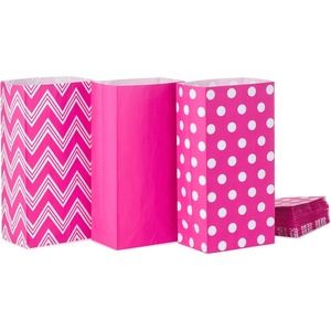 Hallmark Easter and Spring Party Favor and Wrapped Treat Sacks (30 Bags: Blue, Green, Purple, Pink, Orange, Yellow) for Kids, Birthdays, Baby Showers(Pink Chevron  Solid  Polka Dot)