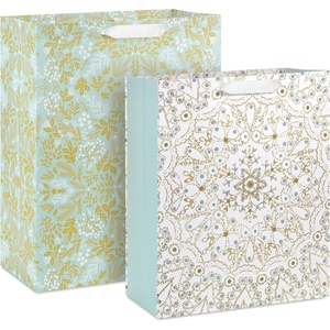 Hallmark Elegant Glittery Gold Foil Gift Bags (2 Bags: 1 Large 13″, 1 Extra Large 15″) for Christmas, Weddings, Engagements, Valentine’s Day, Anniversary(Glittery Gold Foil)