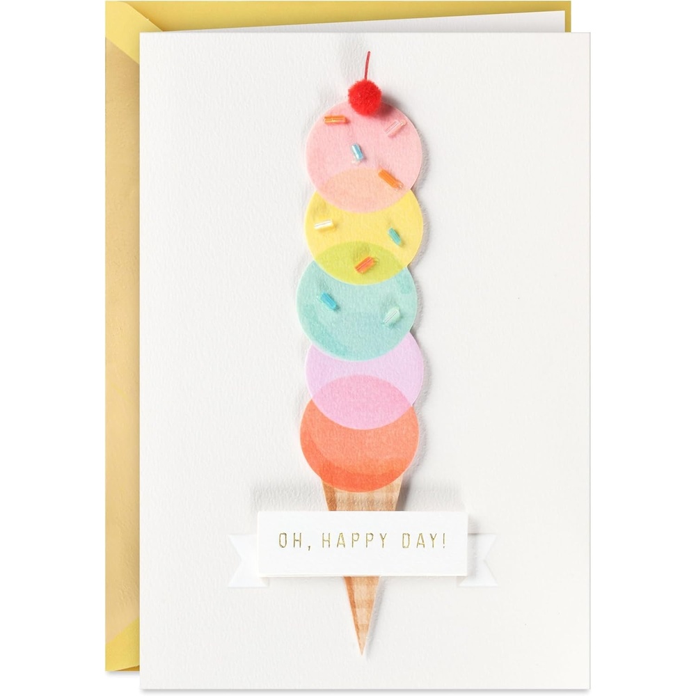 image:imageHallmark Signature Birthday Card Scoops and Love for You Rainbow Ice Cream ConeOh Happy Day