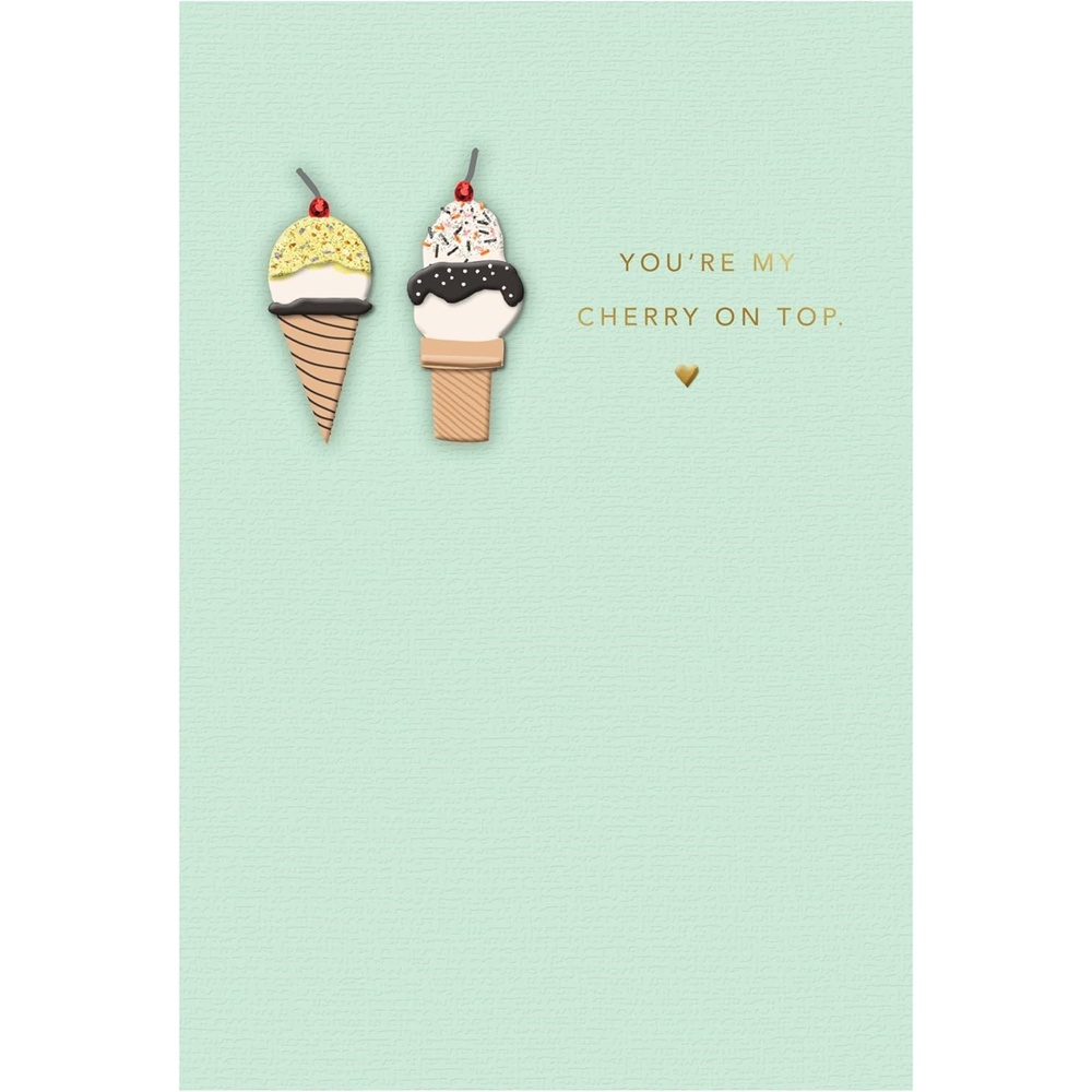 image:imageHallmark Signature Romantic Birthday Card Youre My Cherry on Top Ice Cream Cones on Mint GreenYoure My Cherry on Top