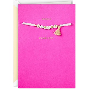 Hallmark Signature Friendship Bracelet Card (Brave, Love, Fearless) for Birthday, Galentine’s Day, Graduation