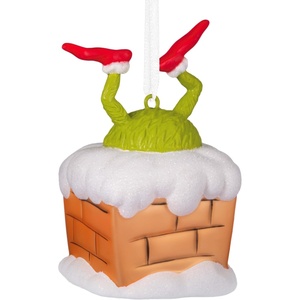 Hallmark Christmas Ornament, Dr. Seuss’s How the Grinch Stole Christmas! Grinch in Chimney Ornament, Blown Glass, Gifts for Dr. Seuss Fans