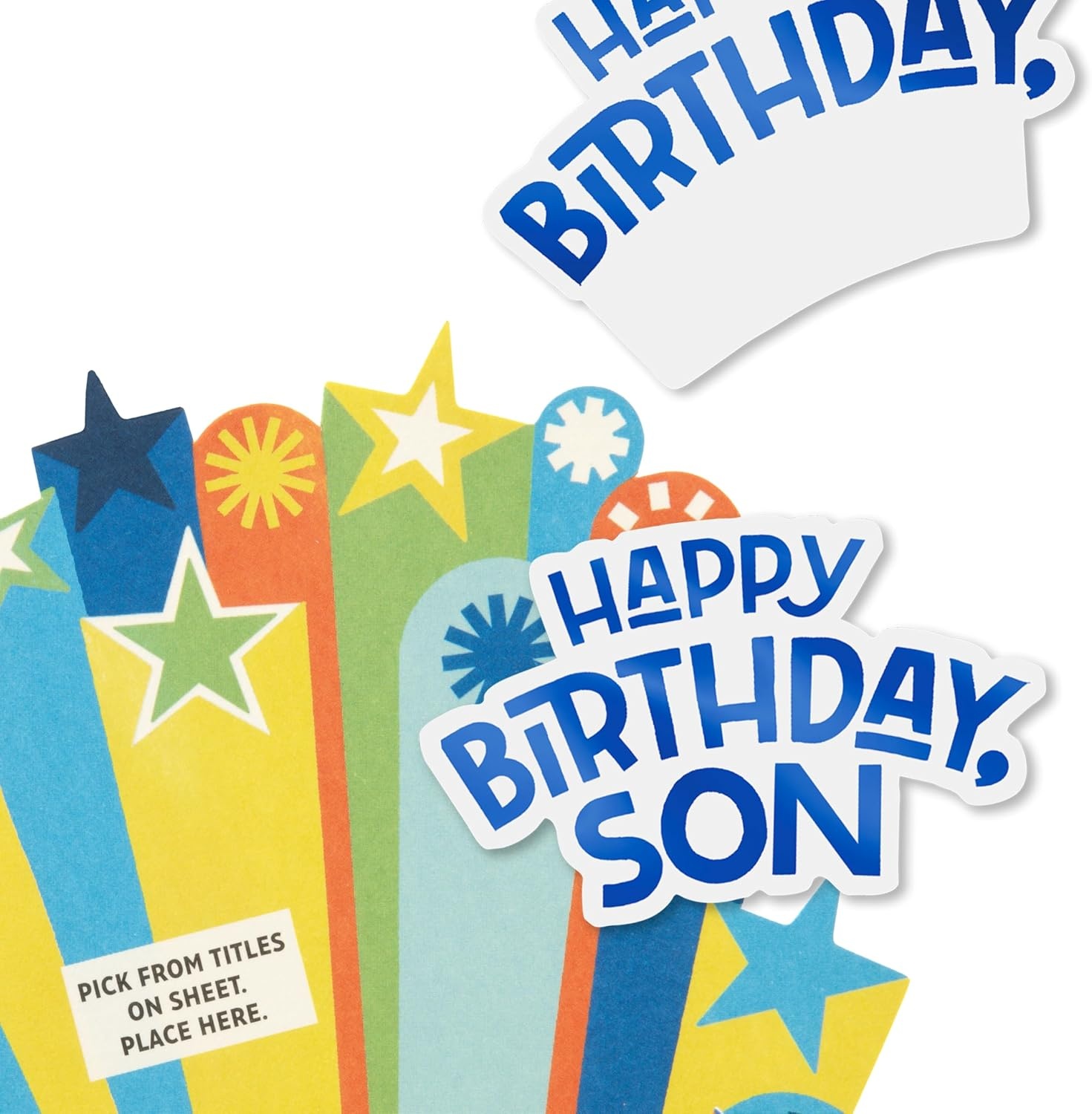 image:imageHallmark Paper Wonder PickaNumber Customizable PopUp Birthday Cake Card and Centerpiece Blue and Green ConfettiBlue Green Orange Stars