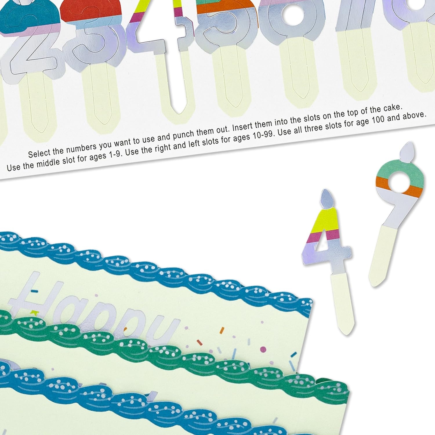image:imageHallmark Paper Wonder PickaNumber Customizable PopUp Birthday Cake Card and Centerpiece Blue and Green ConfettiBlue and Green Confetti