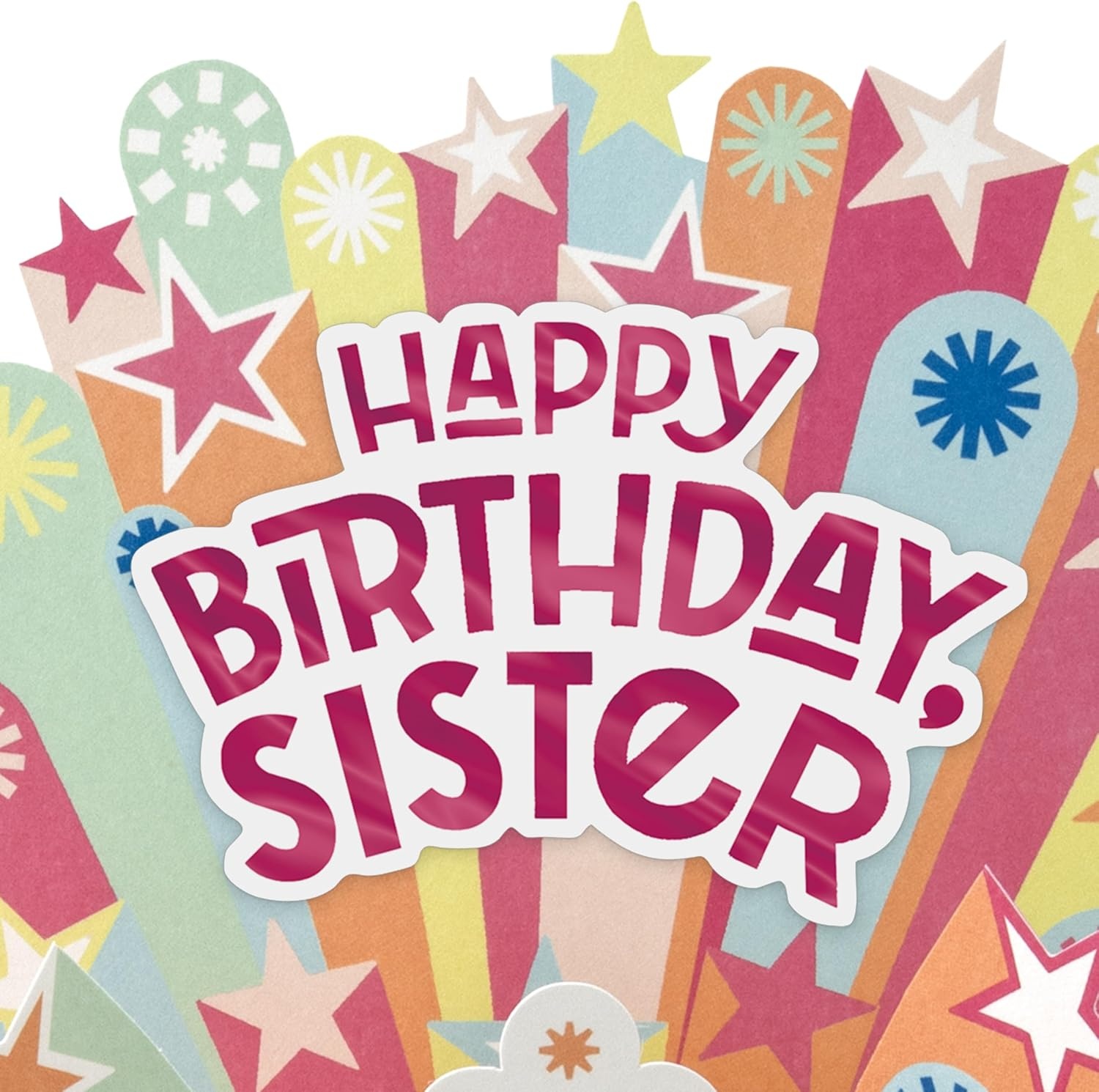 image:imageHallmark Paper Wonder PickaNumber Customizable PopUp Birthday Cake Card and Centerpiece Blue and Green ConfettiPink Green Orange Stars